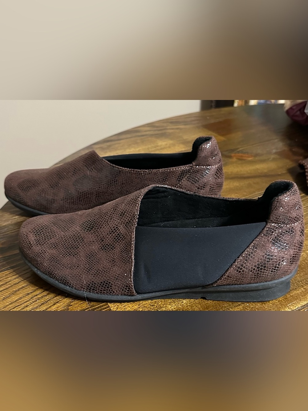 bussola Brown Snake-Print Slip On Flats